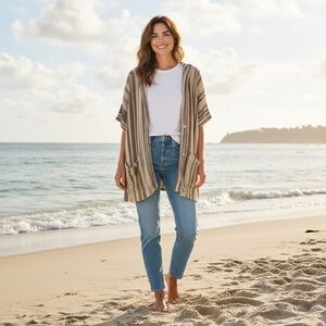 Denim and Supply Ralph Lauren New Linen Knit Hooded Cardigan Sweater
